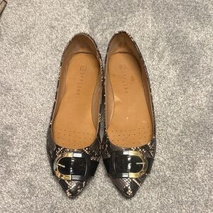 Women's Black and Brown Snake Print Flats